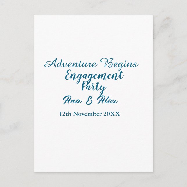 lets the adventure begins engagement party name da postcard (Front)