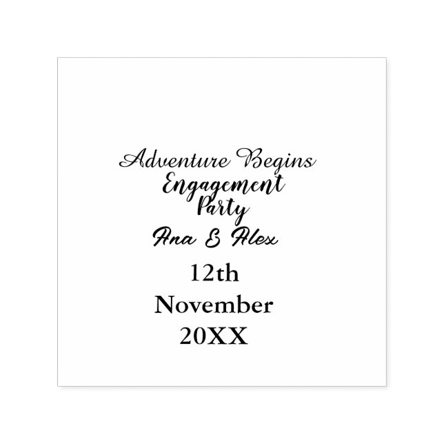 lets the adventure begins engagement party name da self-inking stamp (Design)