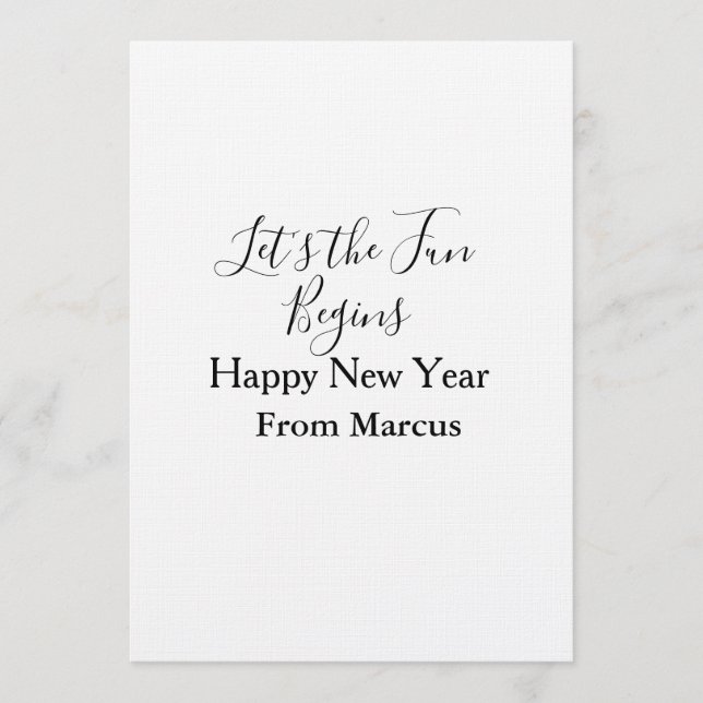 lets the fun begins happy new year name year simpl invitation (Front)