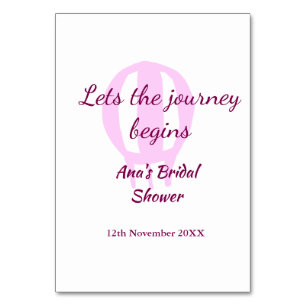 lets the journey begins bridal shower add name pin table number