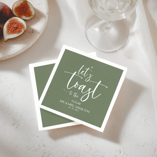 Let's Toast Chic Calligraphy Engagement Party Napkin (Creator Uploaded)