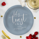 Let's Toast Chic Calligraphy Engagement Party Paper Plate<br><div class="desc">A stylish calligraphy engagement party paper plate. Easy to personalize with your details. CUSTOMIZATION: If you need design customization,  please contact me through chat; if you need information about your order,  shipping options,  etc.,  please get in touch with Zazzle support directly.</div>