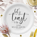 Let's Toast Chic Calligraphy Engagement Party Paper Plate<br><div class="desc">A stylish calligraphy engagement party paper plate. Easy to personalize with your details. CUSTOMIZATION: If you need design customization,  please contact me through chat; if you need information about your order,  shipping options,  etc.,  please get in touch with Zazzle support directly.</div>