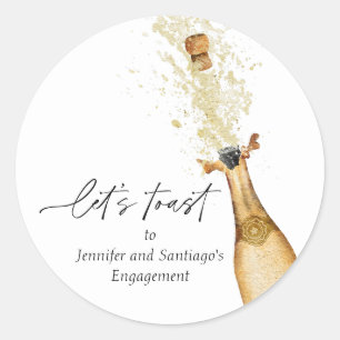 Let's Toast Couples Engagement Party Classic Round Sticker