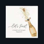 Let's Toast Couples Engagement Party Paper Napkins<br><div class="desc">Toast to their special day with these beautiful engagement party paper napkins. These napkins will make a great addition to your festivities. Cheers to a lifetime of love and happiness! Designed with a beautiful watercolor Gold Champagne Bottle.  Matching items in our store Cava Party Design.</div>