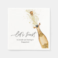 Let's Toast Couples Engagement Party Paper Napkins