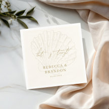 Let's Toast Ivory & Gold Seashell Coastal Wedding