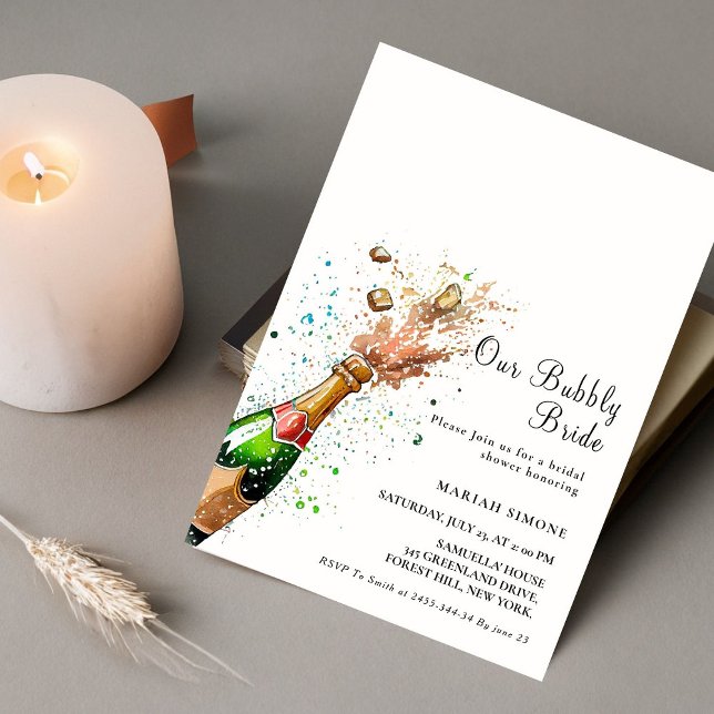 Let's Toast Pink Champagne Bottle Bridal shower Invitation (Creator Uploaded)