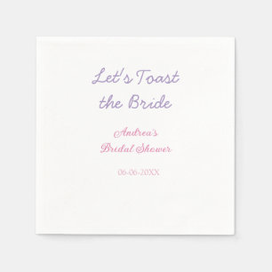 let's toast the bride bridal shower purple name da napkin