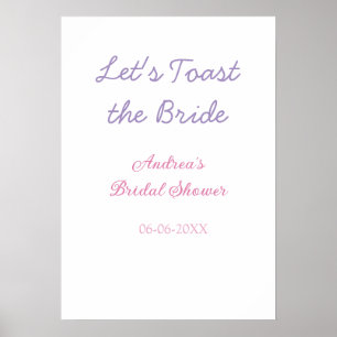 let's toast the bride bridal shower purple name da poster