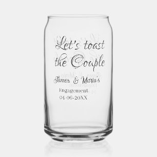 Let's toast the couple engagement party name date  can glass