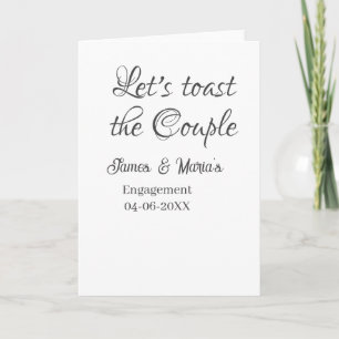 Let's toast the couple engagement party name date card