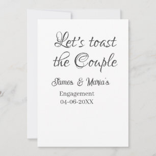 Let's toast the couple engagement party name date  invitation