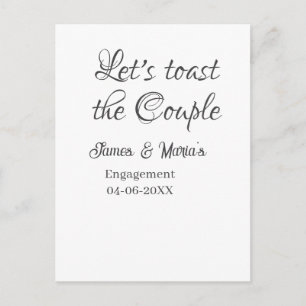 Let's toast the couple engagement party name date  postcard