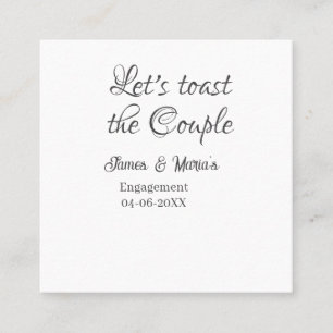 Let's toast the couple engagement party name date  square business card