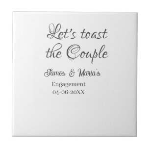 Let's toast the couple engagement party name date  tile