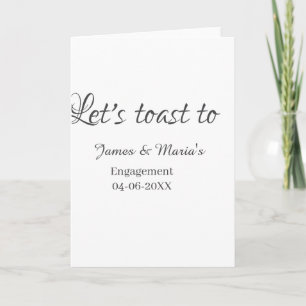 Let's toast to engagement party name date elegant card