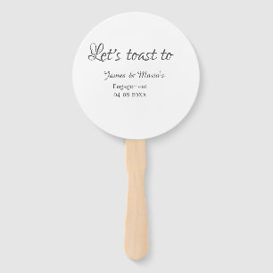 Let's toast to engagement party name date elegant hand fan