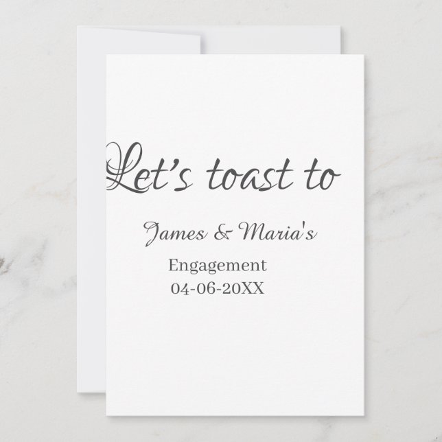 Let's toast to engagement party name date elegant  invitation (Front)