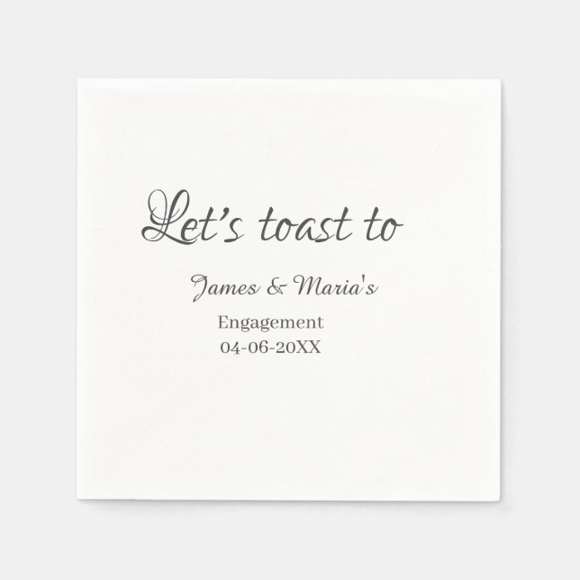 Let's toast to engagement party name date elegant  napkin (Front)