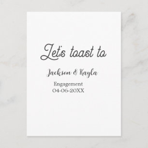 Let's toast to engagement party name date elegant postcard