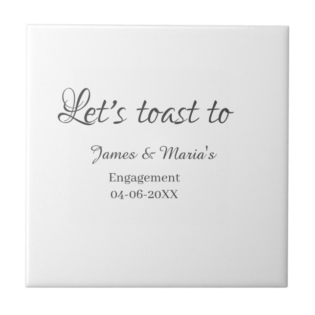 Let's toast to engagement party name date elegant  tile (Front)