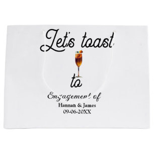 Let's toast to engagement party name date glass large gift bag