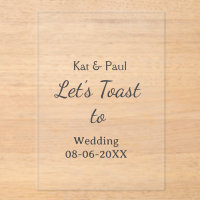 Let's toast to wedding add name date simple couple
