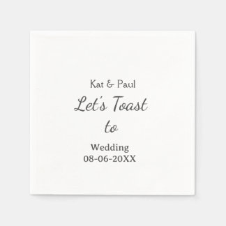 Let's toast to wedding add name date simple couple napkin