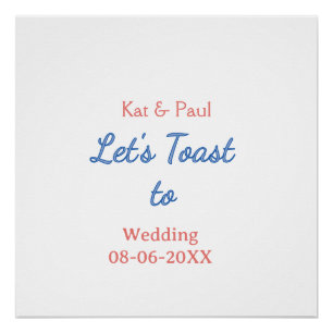 Let's toast to wedding add name date simple couple poster