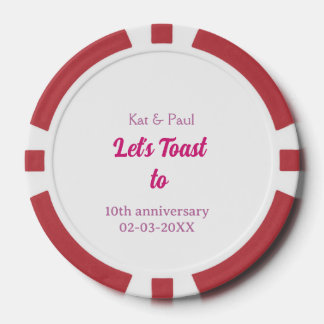 Let's toast to wedding anniversary 10th pink name poker chips