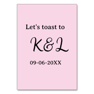 Let's toast to wedding engagement name letter pink table number