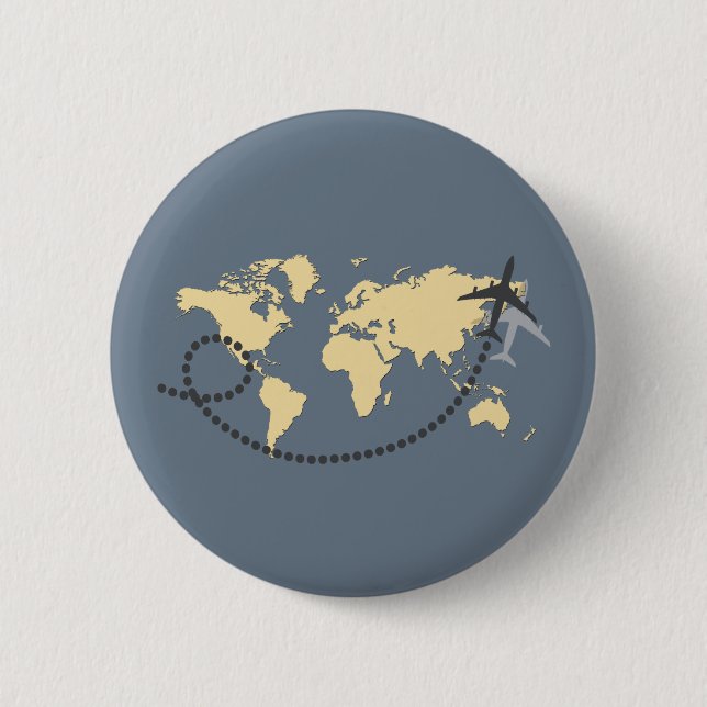 Let's travel the world illustration 2 inch round button (Front)