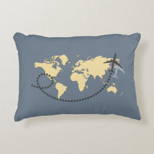 Let's travel the world illustration accent pillow