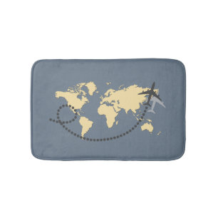 Let's travel the world illustration bath mat
