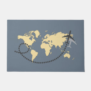 Let's travel the world illustration doormat