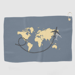 Let's travel the world illustration golf towel