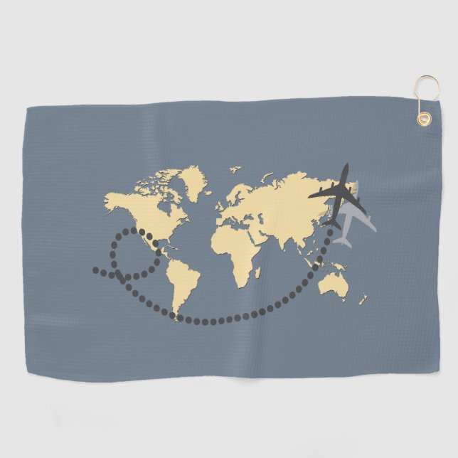 Let's travel the world illustration golf towel (Horizontal)