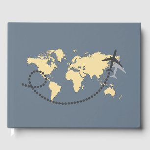 Let's travel the world illustration guest book