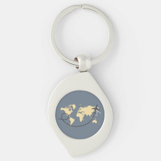 Let's travel the world illustration keychain (Front)