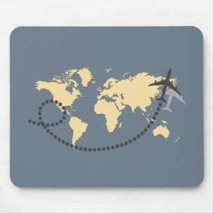Let's travel the world illustration mouse pad