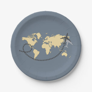 Let's travel the world illustration paper plate