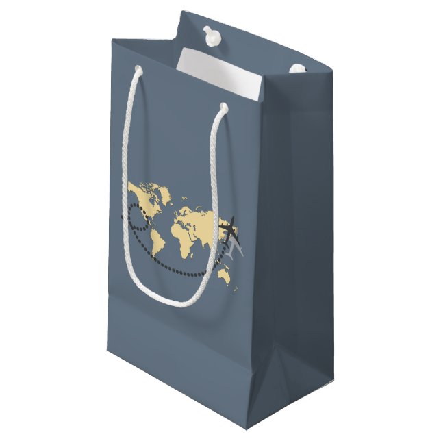 Let's travel the world illustration small gift bag (Front Angled)