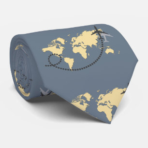 Let's travel the world illustration tie