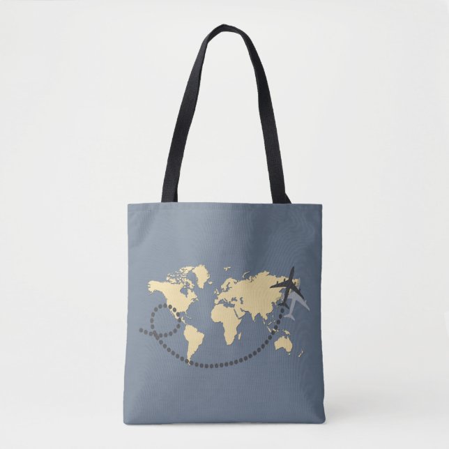 Let's travel the world illustration tote bag (Front)