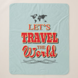 Let's travel the world sherpa blanket