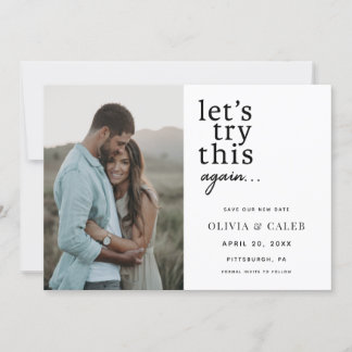 Let's Try this Again Change the date Wedding Invitation