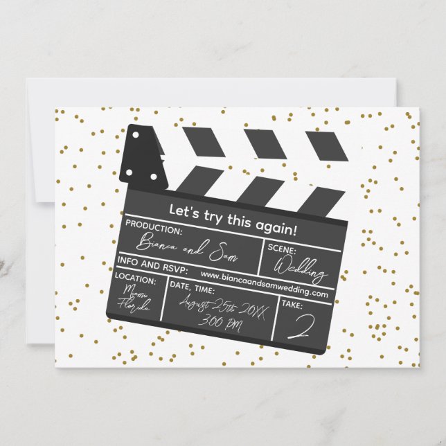 Let's try this again funny wedding update invitati invitation (Front)