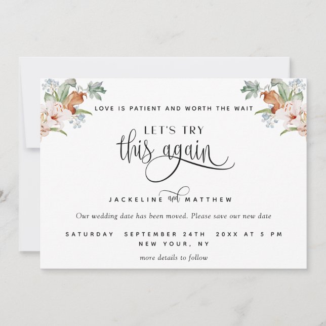 Let's Try This Again, Love is Patient Earth Tones  Save The Date (Front)