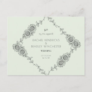 Let's Try This Again Mint Change Date Sunflower Announcement Postcard